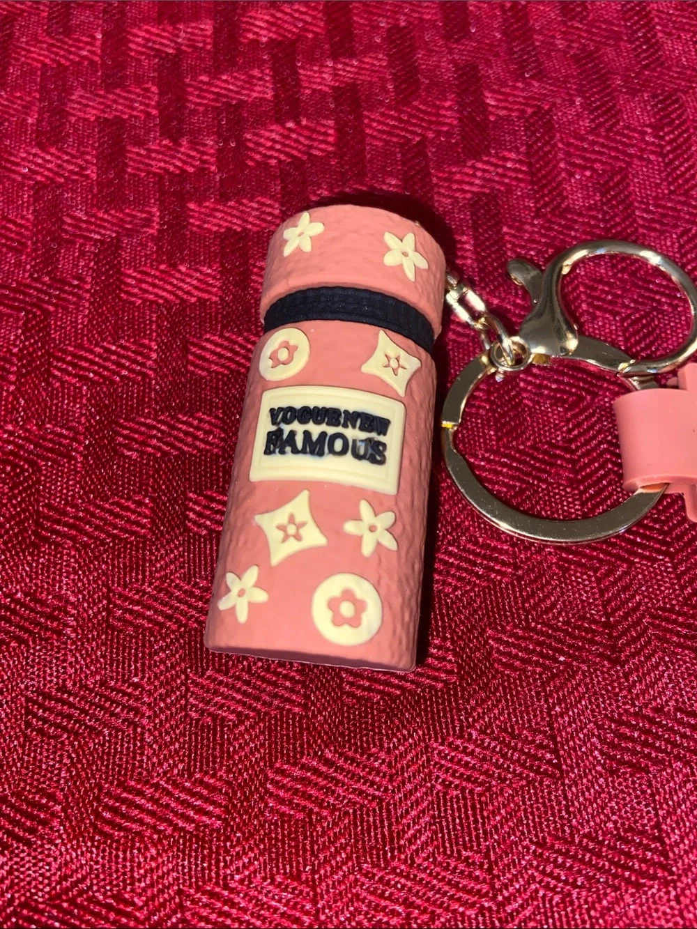 Brown Silicone Keychain with Multicolor Accents